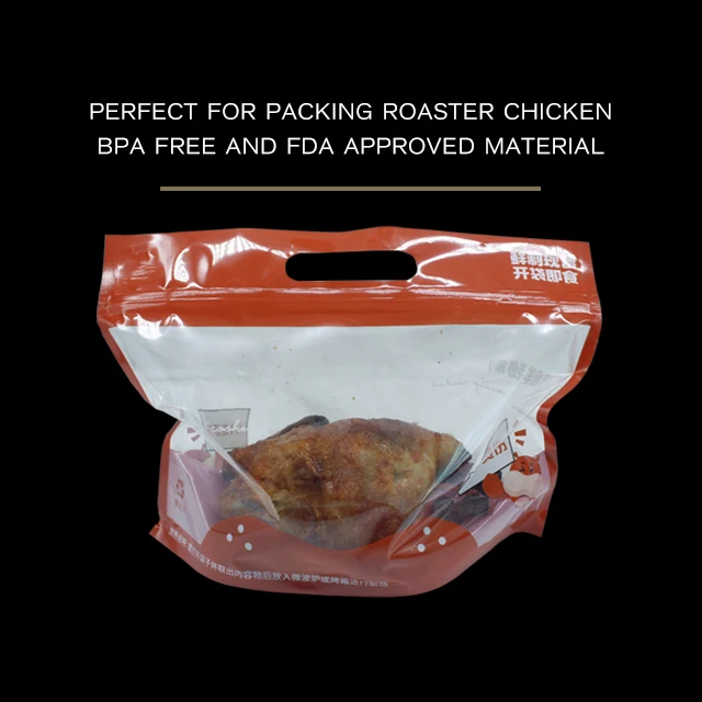 Roasted Chicken Bag Rotisserie Roast Packaging Printed Plastic Food Microwave Hot Roasted Chicken Bags