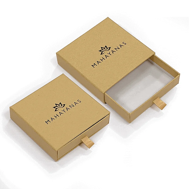 OEM Customized Kraft Drawer Paper Boxes Jewelry Small Item Packaging Gift Packing Paper Box With Stamped Customized Logo