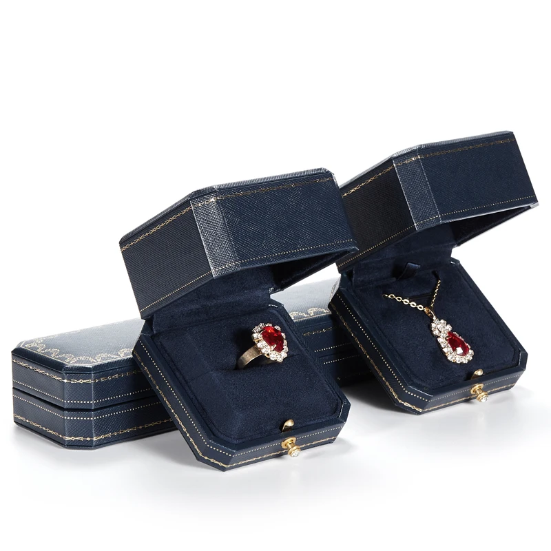 vip octagon leather bangle bracelet and ring necklace princess square vintage style jewelry jewellery packaging box