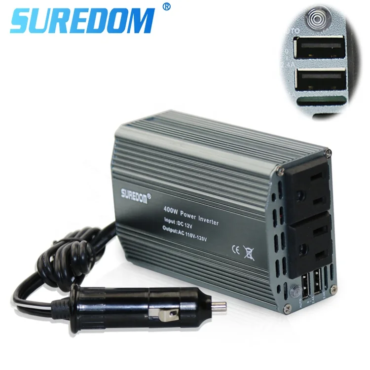Hot selling car power inverter 400W 12v ac to dc 110v portable adapter with 2 USB port