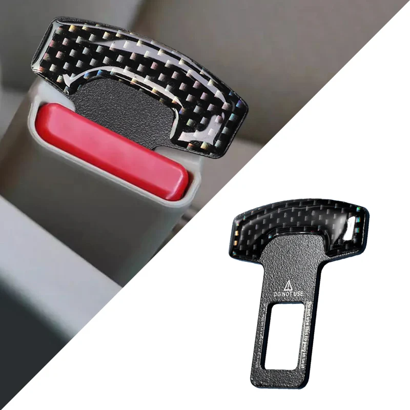 Safety Belt Buckles Real Carbon Fiber Car Seat Alarm Canceler Stopper Plug Buckle Seat belt Clip Car Safety Belt Extender