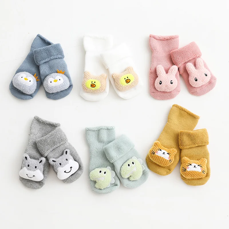 Winter Terry Solid Cartoon Kids Shoes Socks Animals Knit Baby Socks 3d Toddler Soft Baby Floor Anti Slip Socks For Children