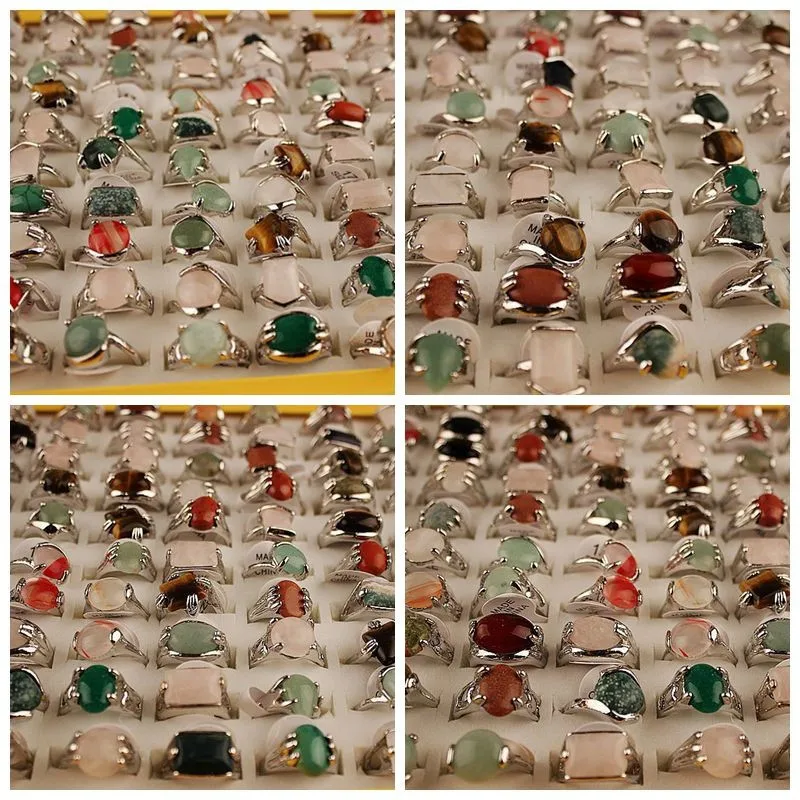 Aug jewelry mixed wholesale punk style Natural Stone Turquoise Multicolor Exquisite Fashion Hot Sale gold-plated ring