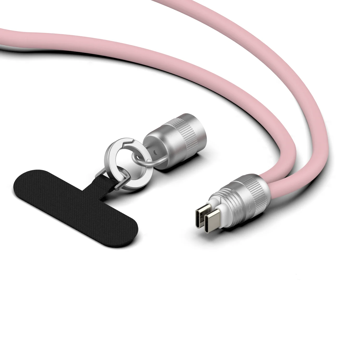 Custom length Soft Silicone Lanyard 60w 100w 240w Usb A male to C to C Pd Fast Charging Data Cable Cross-body Strap