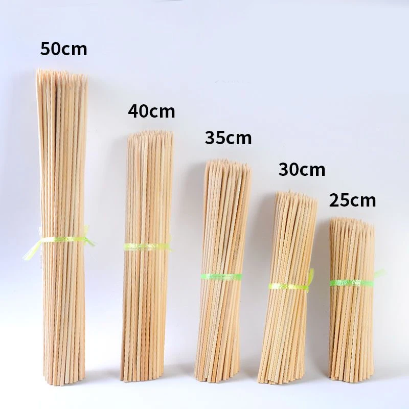 Cheap 50cm Wholesale Natural Bamboo Wooden Skewers BBQ Kebab Grilling 5mm Sticks for Party Camping Barbecue Corn Stick