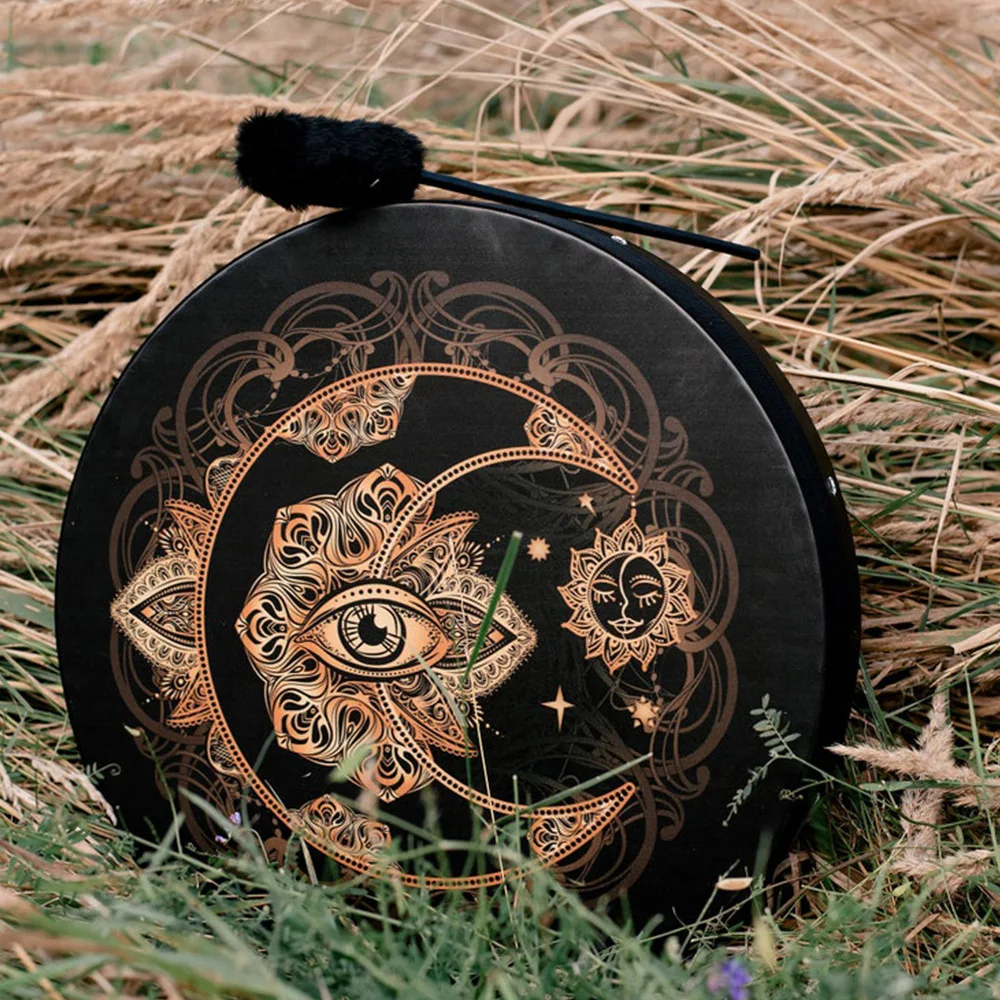 Vegan Shaman Alchemical Moon Drum Frame Drum Hand Designed Vegan Shaman Vegan Shaman Alchemical Moon Drum