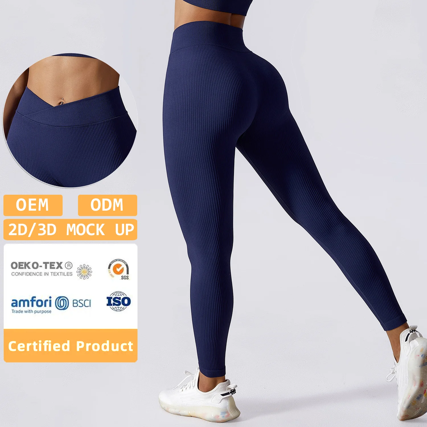 YIYI бесшовные компрессионные брюки с перекрестным V-образным вырезом мягкие быстросохнущие спортивные штаны в рубчик Леггинсы для йоги высокой талией