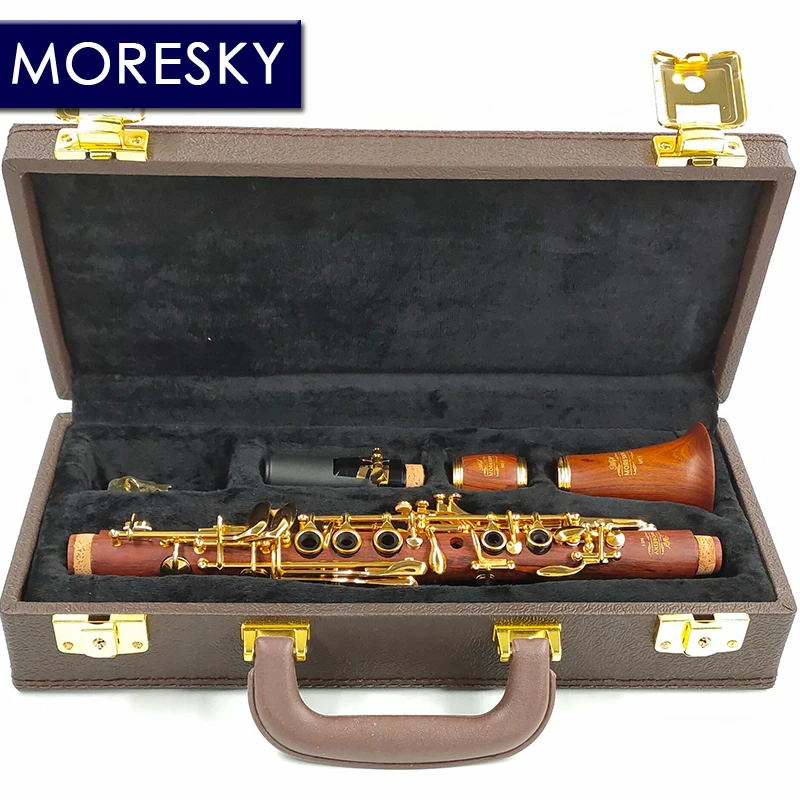 
MORESKY Red Wood Professional Clarinet Eb Rosewood Clarinet Silver plating / gold plating keys Solid wood Mib Klarnet(OEM) 