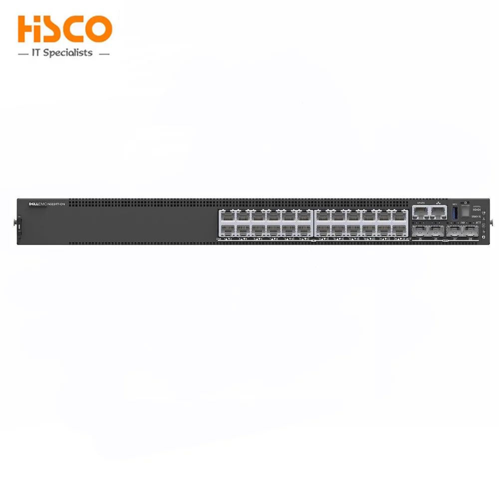 For Dell N3224P-ON Switch 1U, 24 ports 1G BASE-T RJ45 with 802.3at Type-2 30W PoE, four ports 10G SFP+ two 100G QSFP28 ports