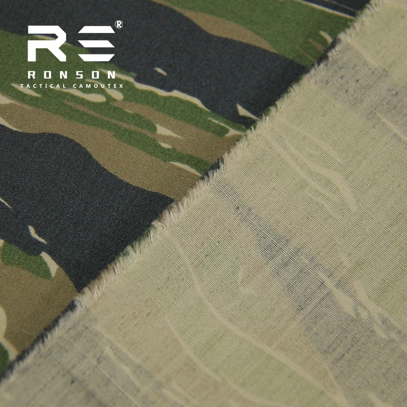 NC5050 Ribstop Tiger stripe camouflage nylon cotton fabric camo printed tactical  uniform fabric