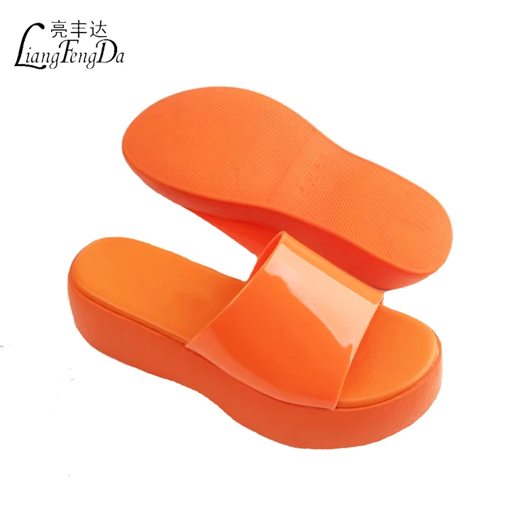 Summer New Design Platform Slippers for Women Fashion Trend Increase Jelly Sandals Fancy Little Girls PU Opp Bag Female Flat-221