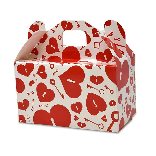 2022 New Custom Designed  Paperboard Treat Boxes with Window White Valentines Day Containers Valentines Day Cookie Boxes