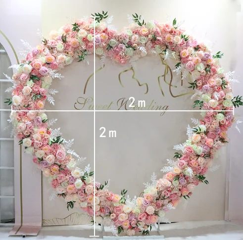 Iron Frame Decoration Artificial Flowers Arch Heart Shape Arch For Event Backdrop Decoration