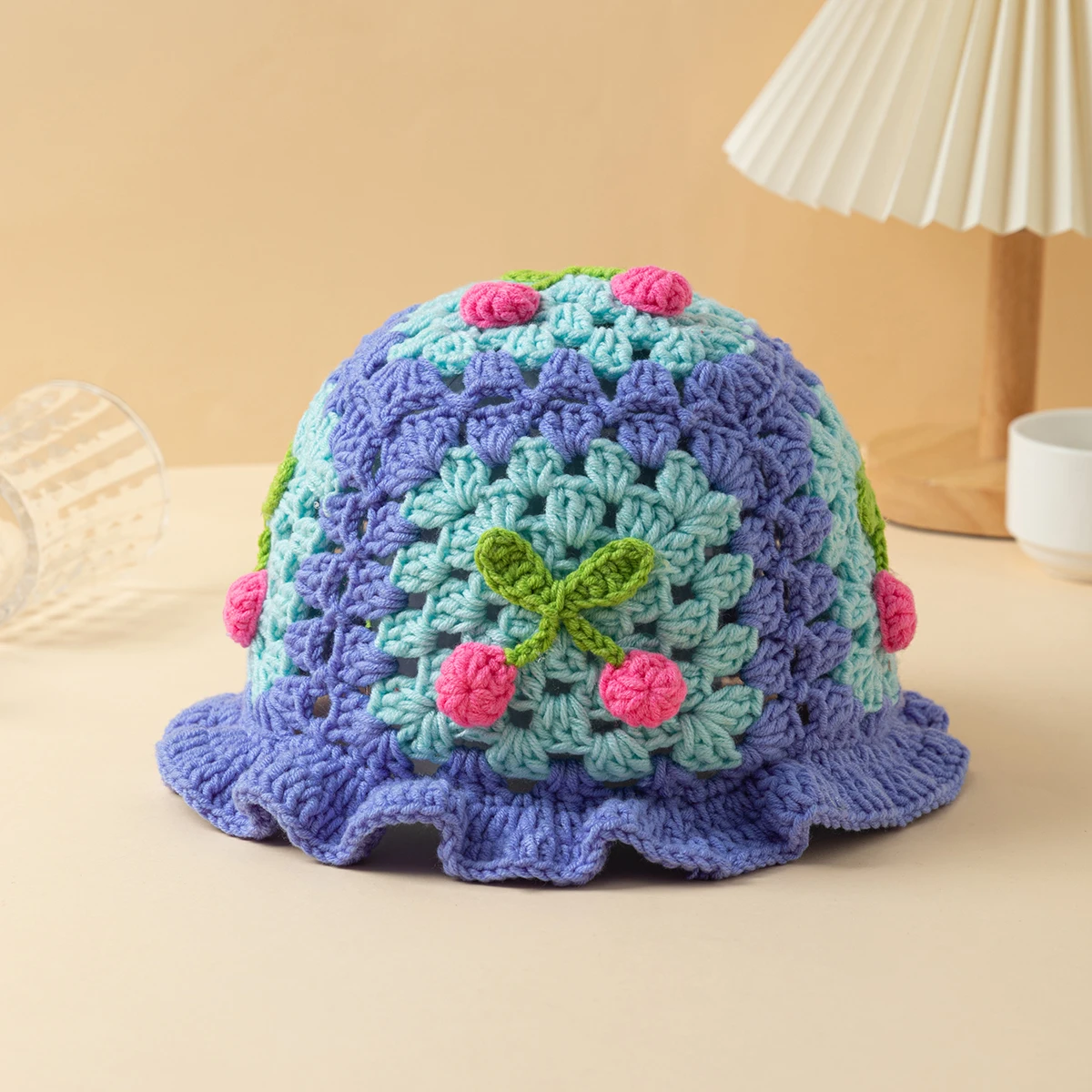 Factory Direct Sale sweet Fashionable Pattern Cap Fabric knitted bucket hat