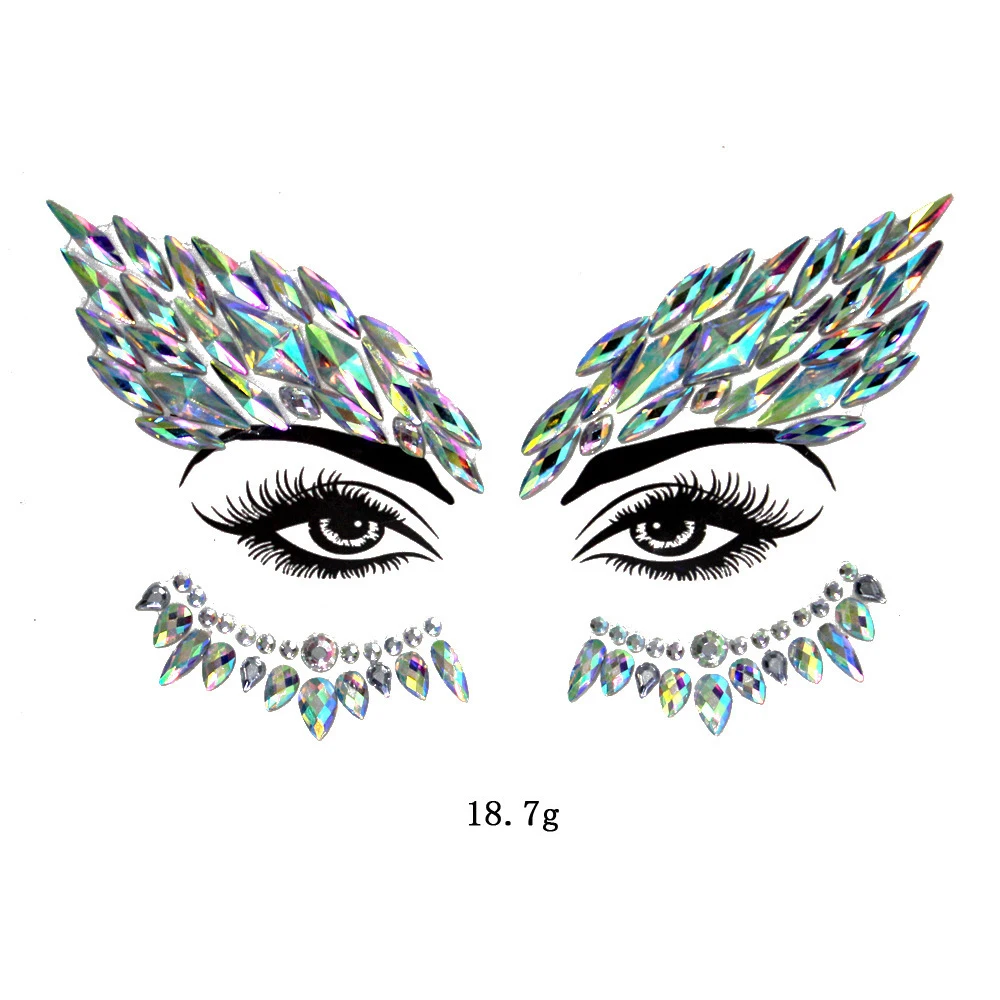 Gomi Rhinestone Mermaid Face Jewels BODY STICKERS Drill Temporary Eyebrow Tattoo Sticker
