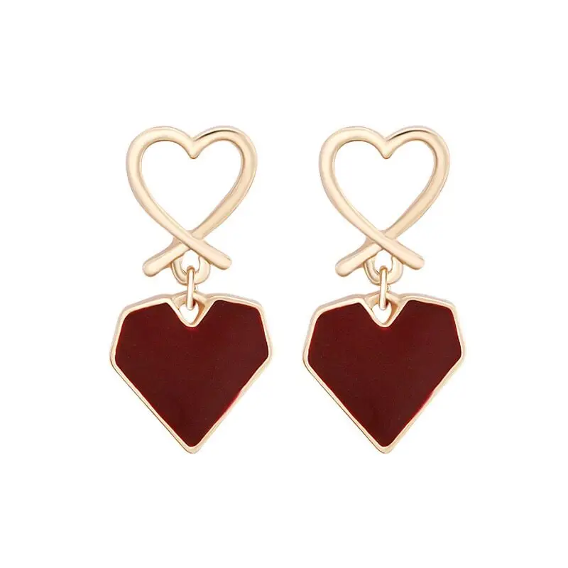 925 silver needle sweet gentle love earrings ladies versatile geometric hollow out lovely earrings