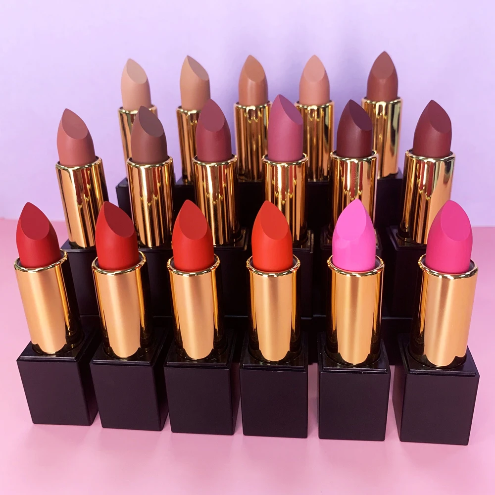 Makefay Cosmetics wholesale no logo high-end pigmented private label pearl container red matte velvet lipstick