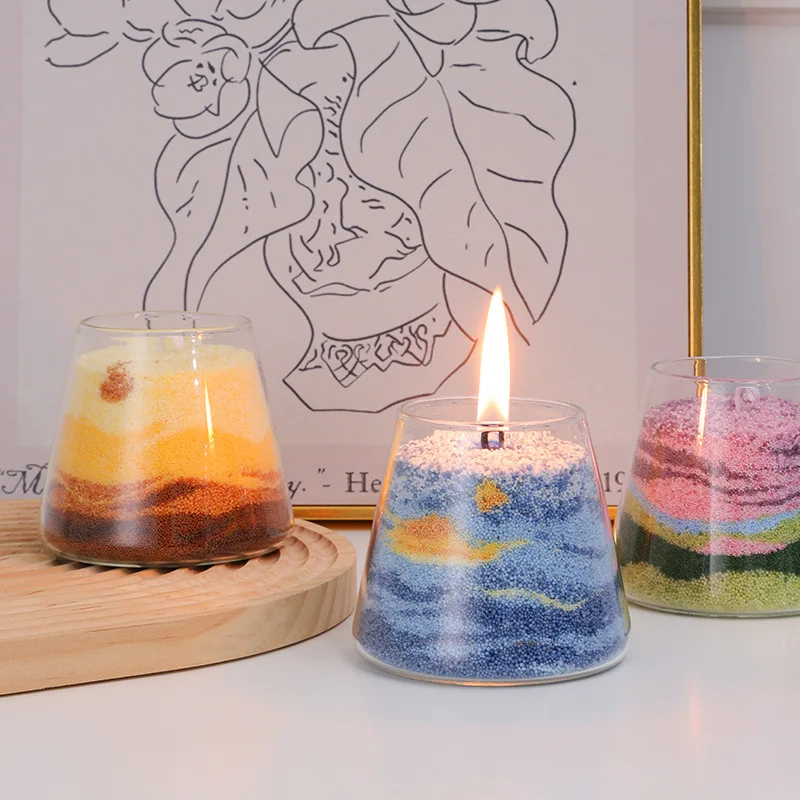 DIY Succulent Cactus Sand Painted Candles Handmade Indoor Wedding Companion Birthday Candles Scented Candle