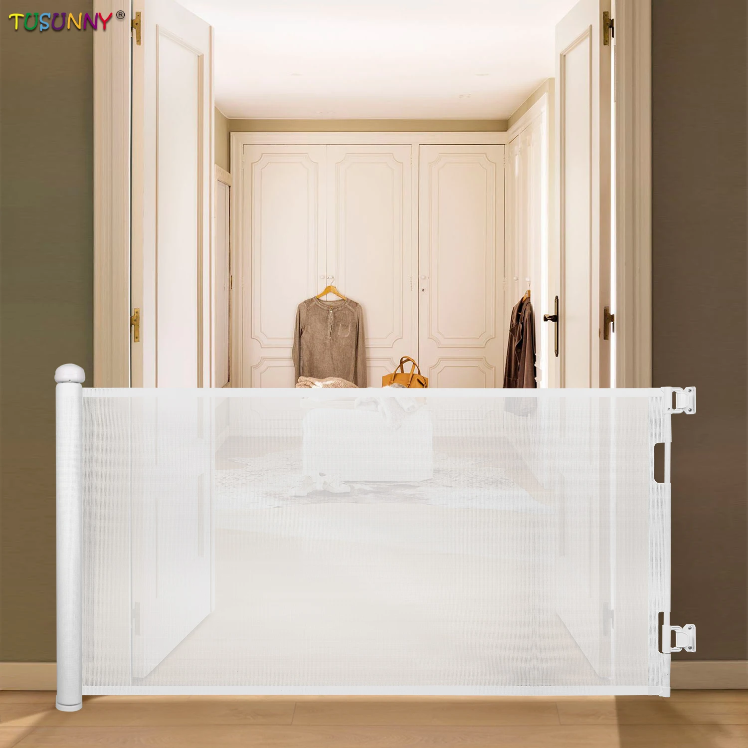 Child Safety Retractable Gate Baby Gates for Stairs Mesh Pet Barrier Mesh Gate