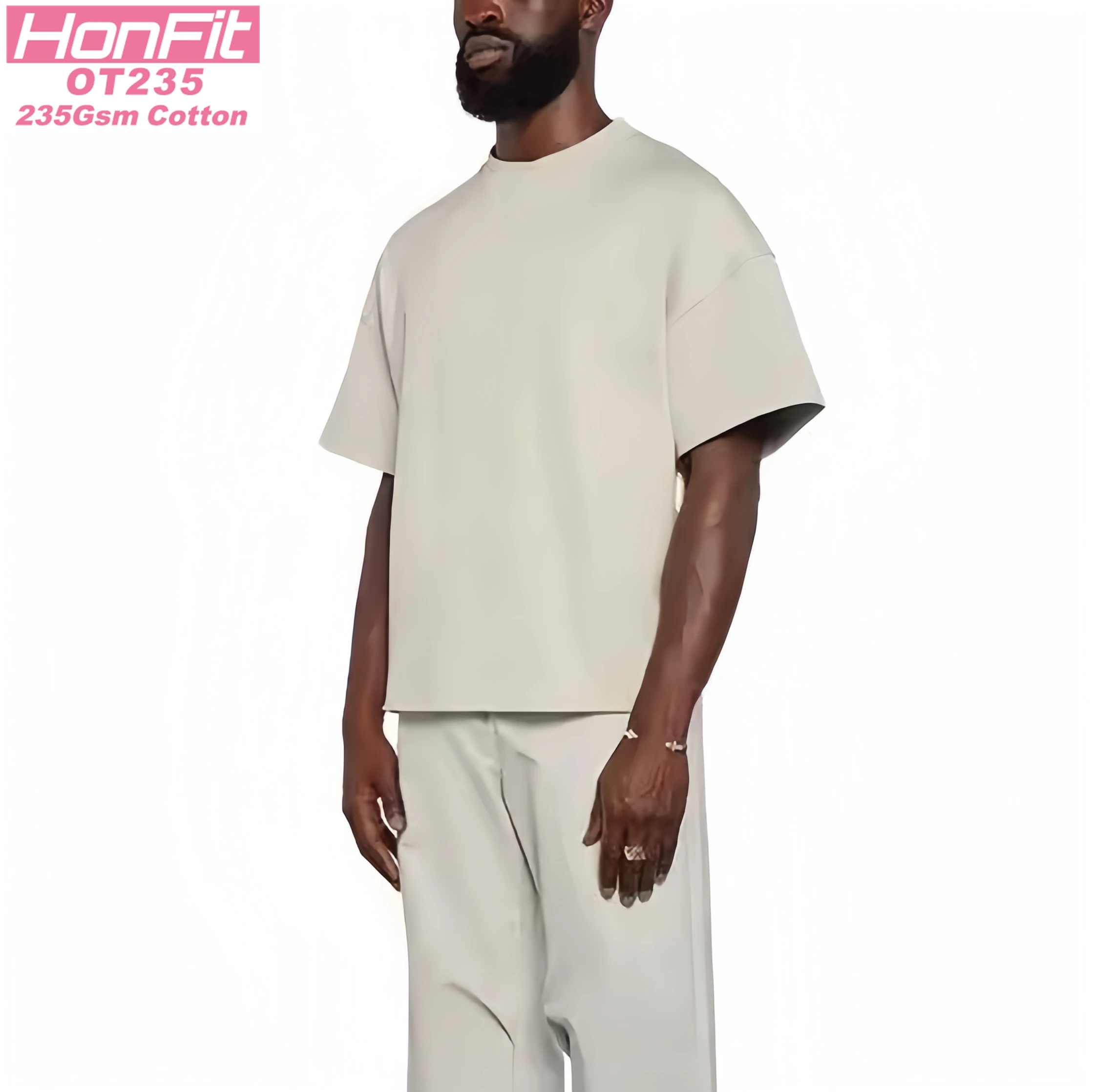 High Quality 235 GSM Heavy Weight Blank Casual T-shirts 100% Cotton Drop Shoulder Oversized T Shirts For Men