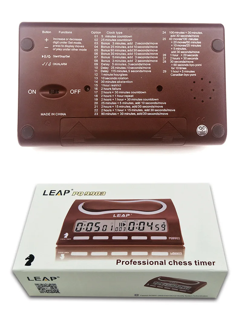 wholesale custom Durable Large LCD Display Chess Clock Brown Beautiful Luxury Professional Chess Timer
