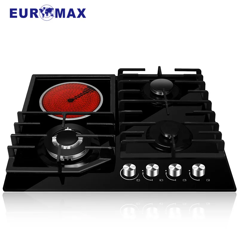
Hot selling household glass gas hob with 3 gas 1 electric burner 
