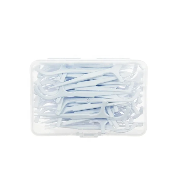 Dental floss pick travel case 50pcs white fruit flavor oral teeth gum care plastic flosser toothpick
