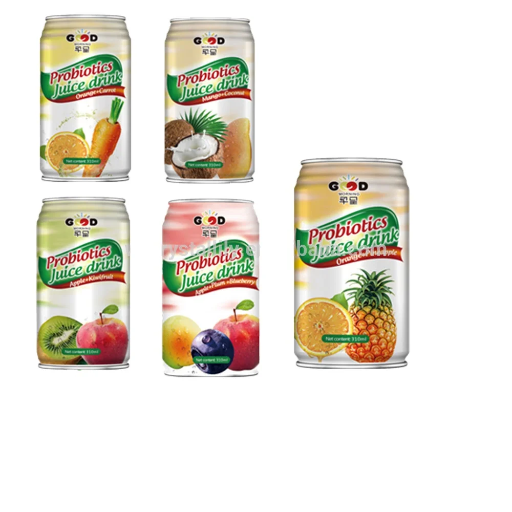 
new design label 310ml 250ml canned probiotics fruit juice drink 