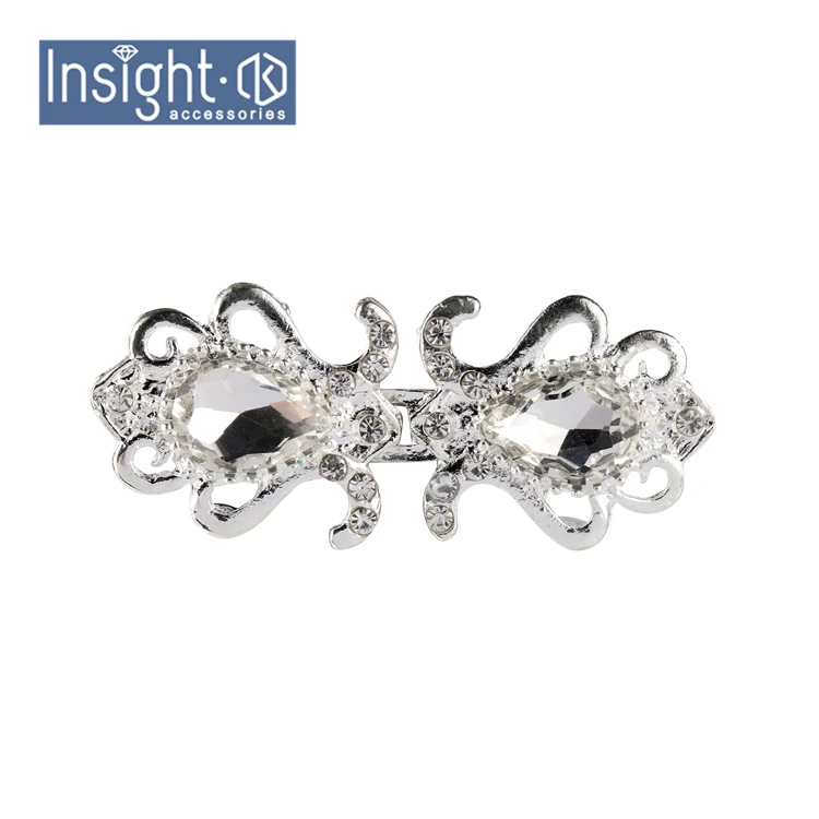 2.4*5.5cm High Quality Wedding Rhinestone Clasp Closure Pair Buckles Metal Clasp Buckle