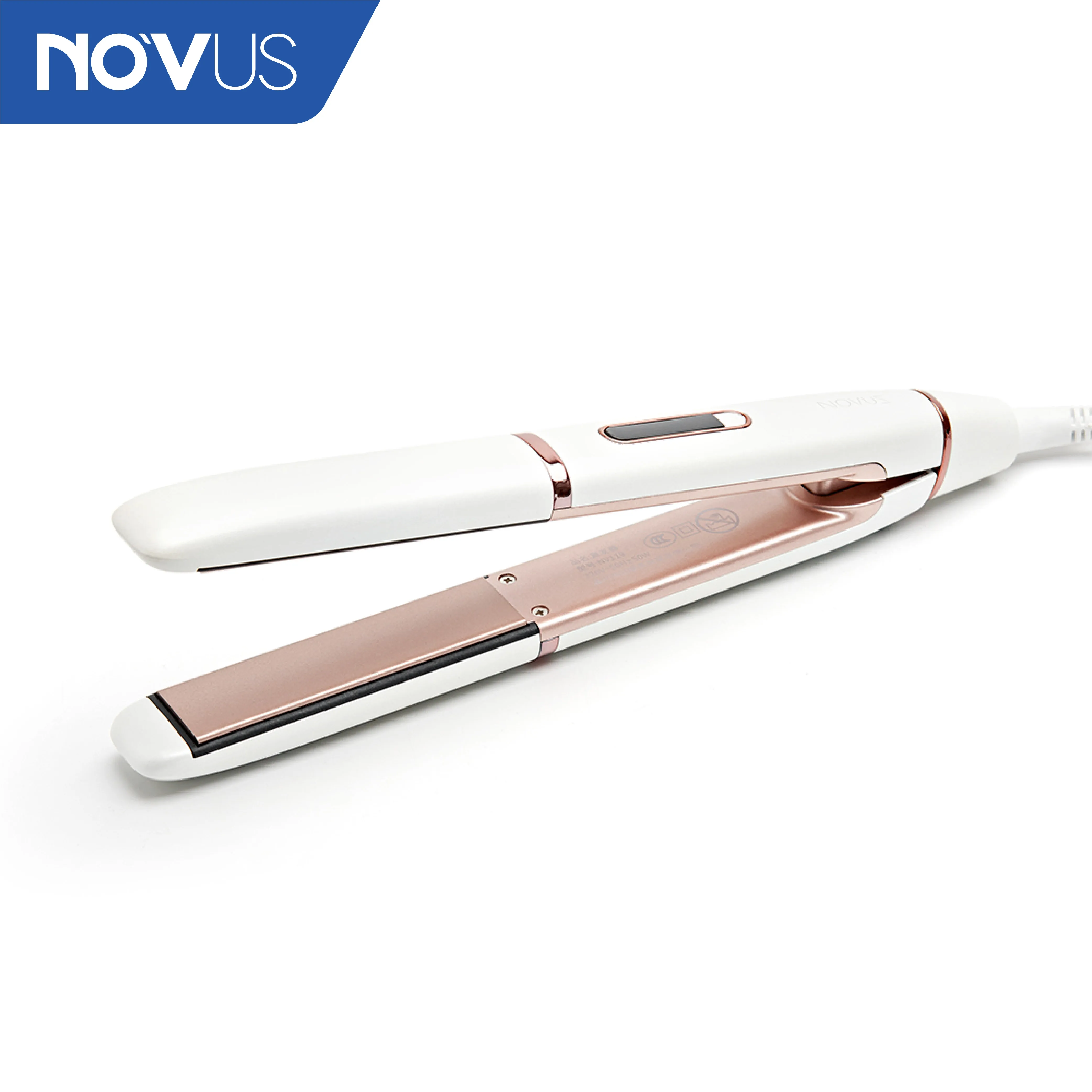 NOVUS Customised Straighteners 2 in 1 Hair Straightener and Curler Led Temperature Flat Iron Hair White Style