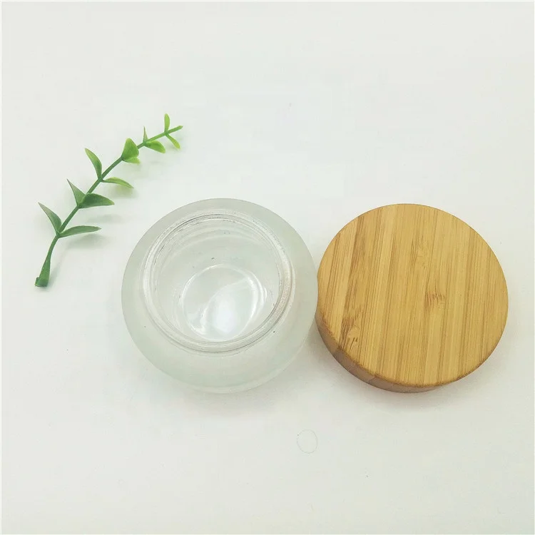Luxury Face Cream Bottle Frosted Glass Cosmetic Jar Skincare Glass Packaging With Bamboo Cap