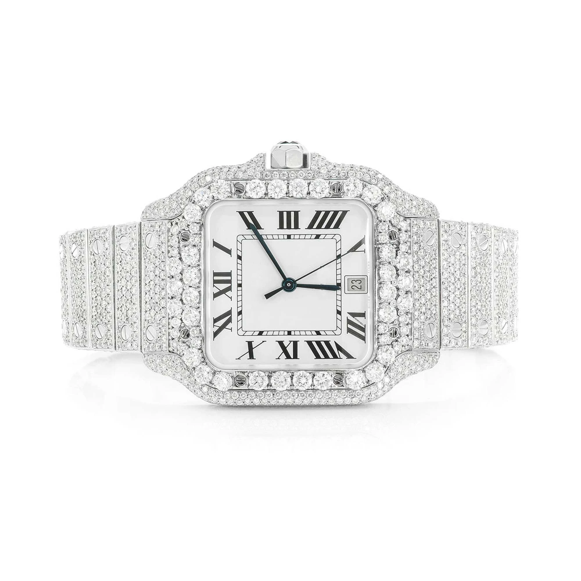 Fully Iced Out Watch Studded With Moissanite Diamond In VVS Clarity For Mens Hip Hop Watch
