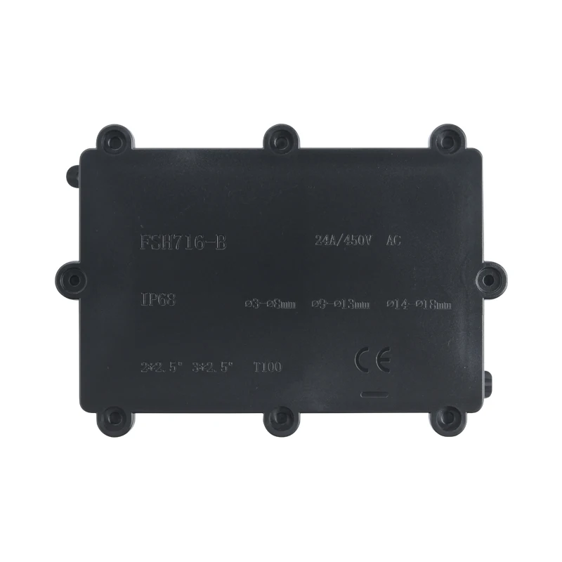 IP68 Waterproof Junction Box Plastic Terminal Box 3-18mm AWG Cable Connector(2-7 cable glands are optional )