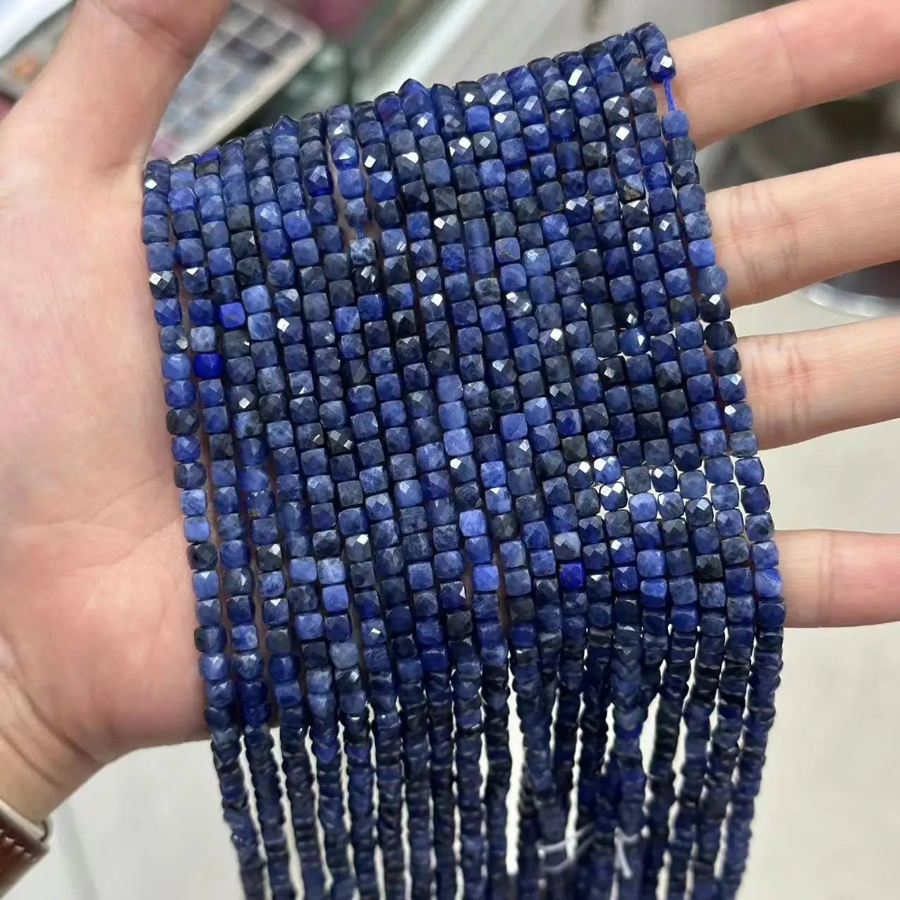 4X4mm Natural Sunstone Gemstone Beads Faceted Square Loose Stone Beads for Jewelry Making Multi Choice Stone Beads DIY Craft