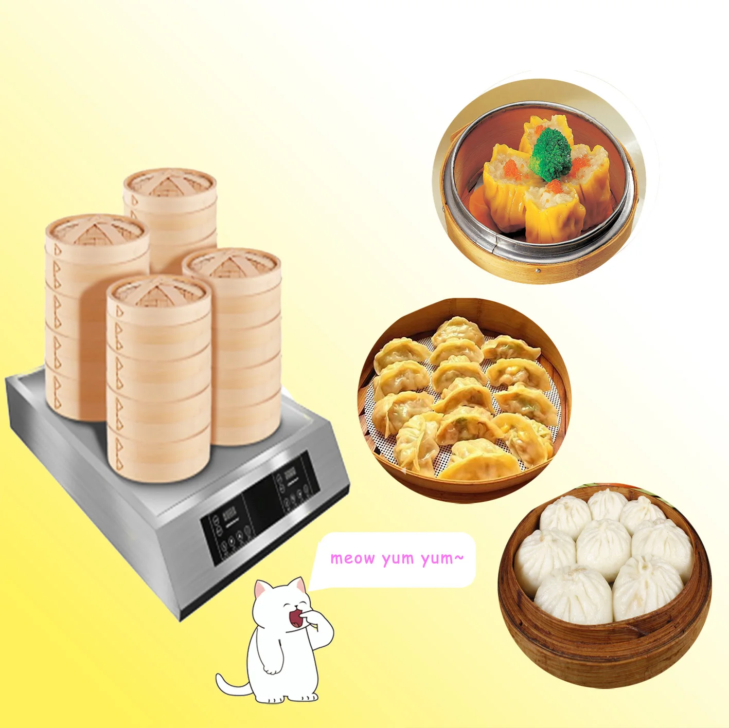 Factory Direct Electric Induction Bun and Dim Sum Steamer Stainless Steel For Restaurants