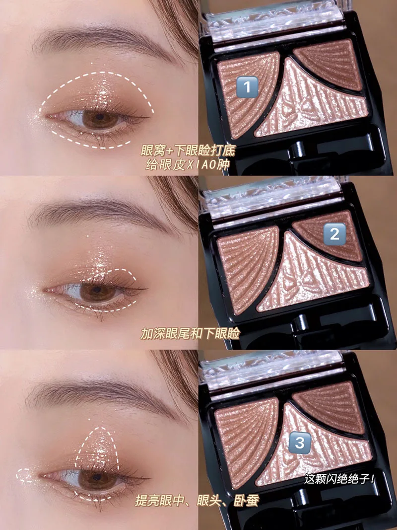 RTS wholesale waterproof high pigment glitter Japan bow 3 colors eyeshadow palette private label Cosmetics eye shadow pallets