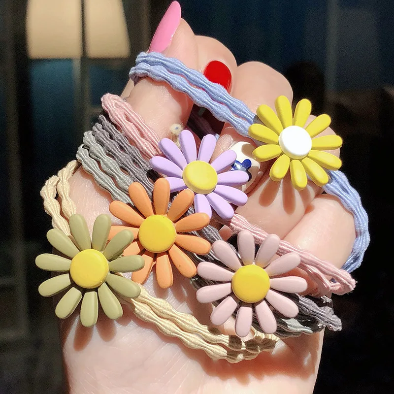 BELLEGIRL Korean style cute girls elastic hair bands factory flower Little Daisy wave knot cross hair bands hair ties
