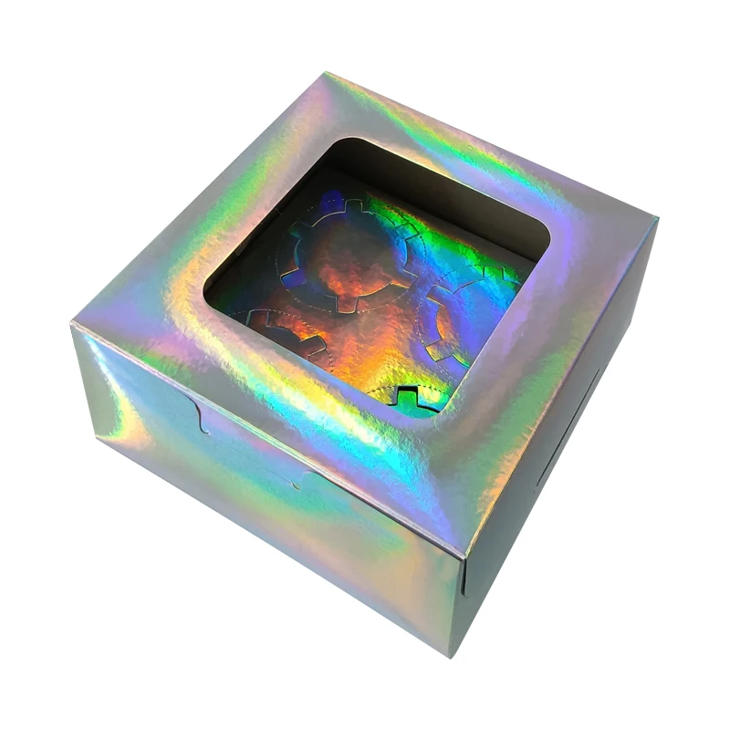 ZY Manufacturer Wholesales Branded Gold Silver Cake Box with Custom Inserts for Mini Cupcakes Top Window Wedding Birth Party Box