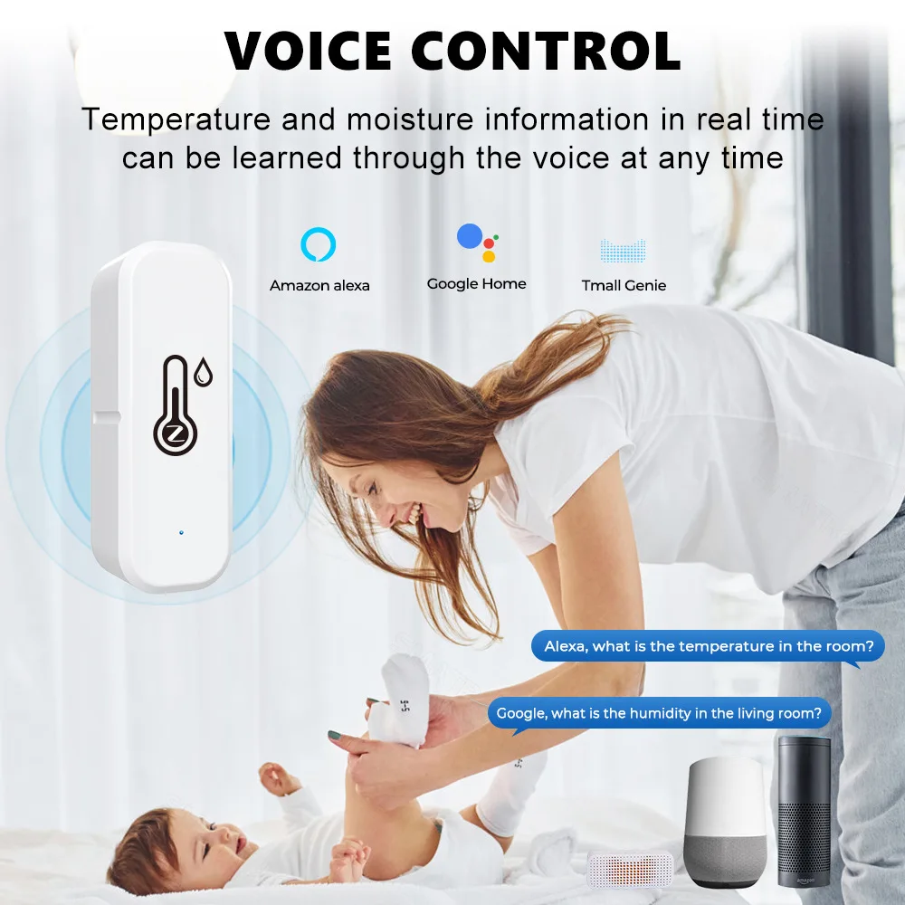 Smart home App remote monitor control temperature and humidity sensor Tuya intelligent wifi Bluetooth thermometer hygrometer