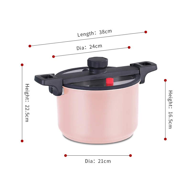 Multi-function Energy Saving 24cm Micro Low Pressure Cooker Non- stick Cooking Pot With Glass Lid