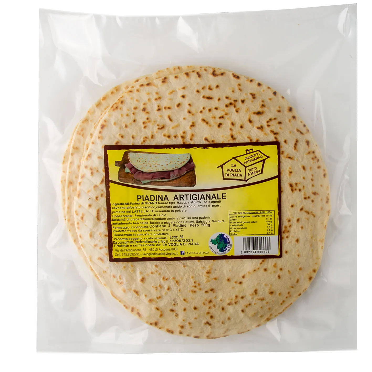 Delicious Handcrafted Frozen Salty Piada With Lard Italian Artifical Food Flat Bread Piadina Trade