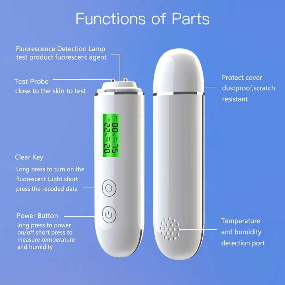 Skin Oil Content Analyzer Moisture Tester Skin Monitor Detector Face Care Tool for Beauty Salon Spa Gift for Girl Women