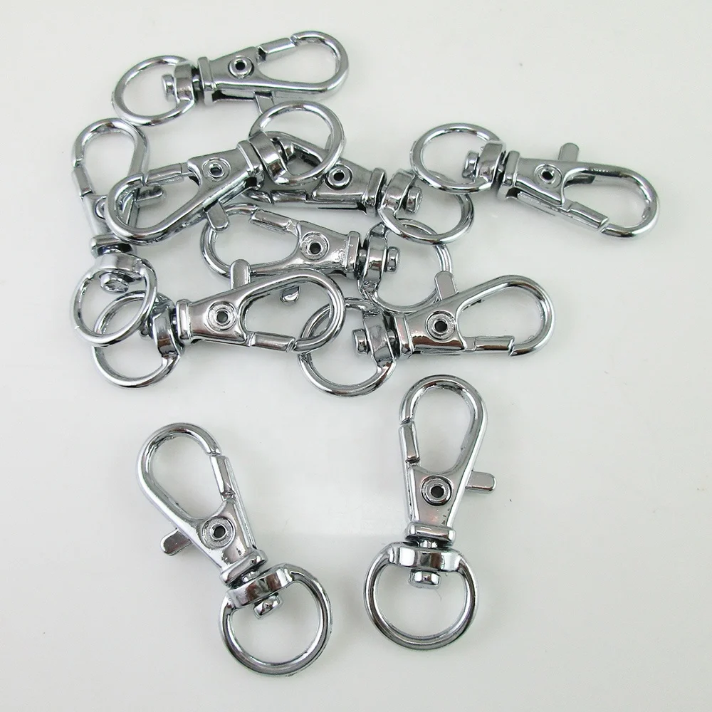 Small Chromium Plated Metal Keyring Lobster Clasp Swivel Snap Hook