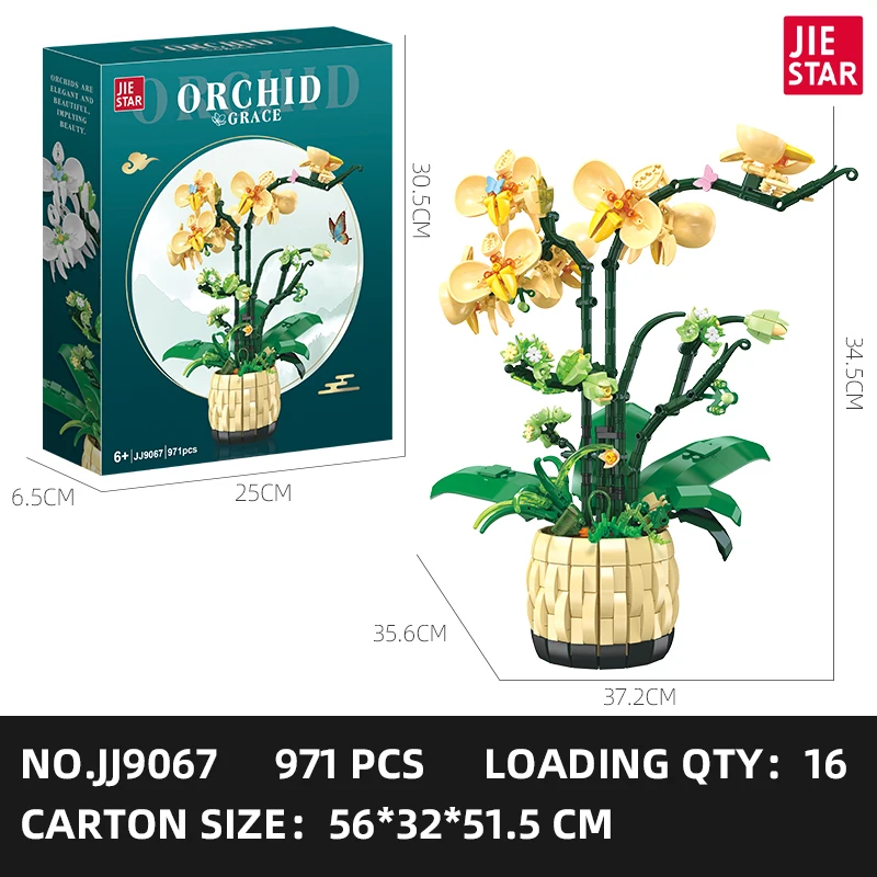 JIESTAR Wholesale Diy Botanical Succulent Bouquet Flower Building Block Set Girls Gift Unique Office Desk Decoration Home Decor