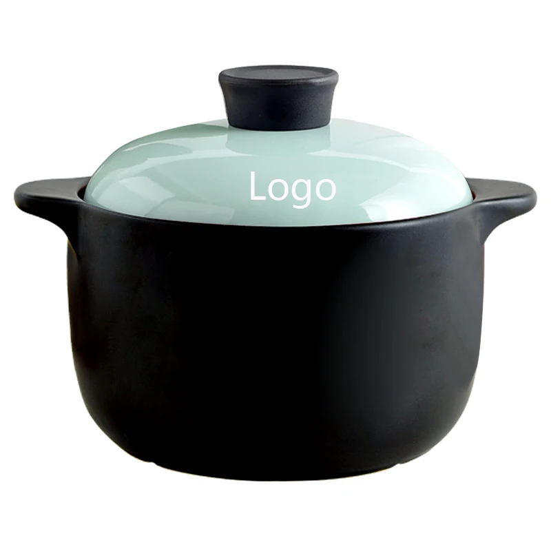 LFGB Factory Wholesale Customized Logo Stone Pot Cookware Ceramic Clay Pot with Cover Vegetable Ceramic Cookware