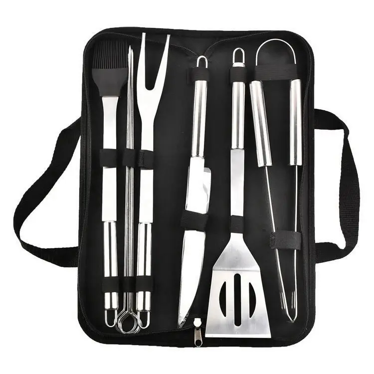 Wholesale high quality outdoor stainless steel barbecue tools 9 piece utensils barbecue tools