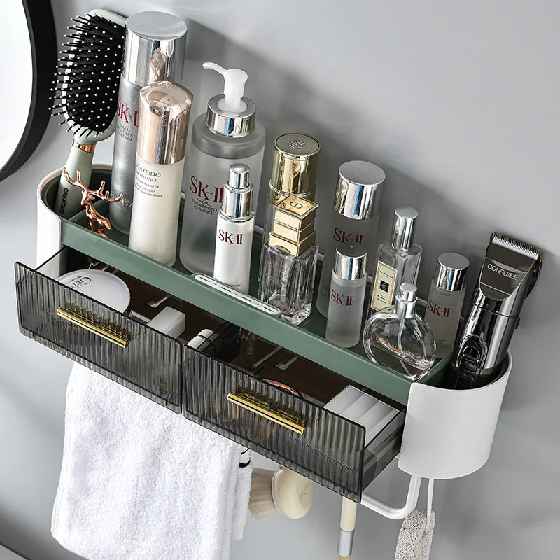 Shelf Bathroom Wall Mounted Wood Shelf Rack Towel Rail Holder Shelf Bathroom