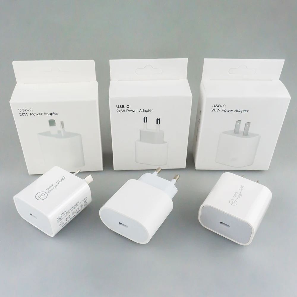 Wholesale For Apple iPhone 14 13 12 Pro Max 20w Original USB Type C Wall Charger US EU Plug Fast Charging USB-C Power Adapter