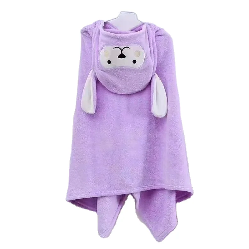 wholesale   Baby Bath Towel Flannel Fleece Cartoon Baby Hooded Poncho Towel