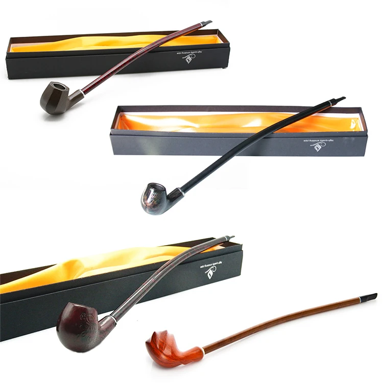 Factory Directly Wholesale Long Handle Classic Style Manufacturer Handmade Wood Smoking Pipe Long Stem Tobacco Wooden Pipes